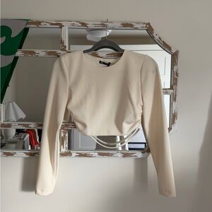 Zara Cropped Open Back Long Sleeve Top